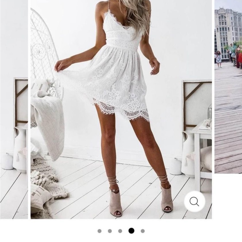 Detailed lace white dress